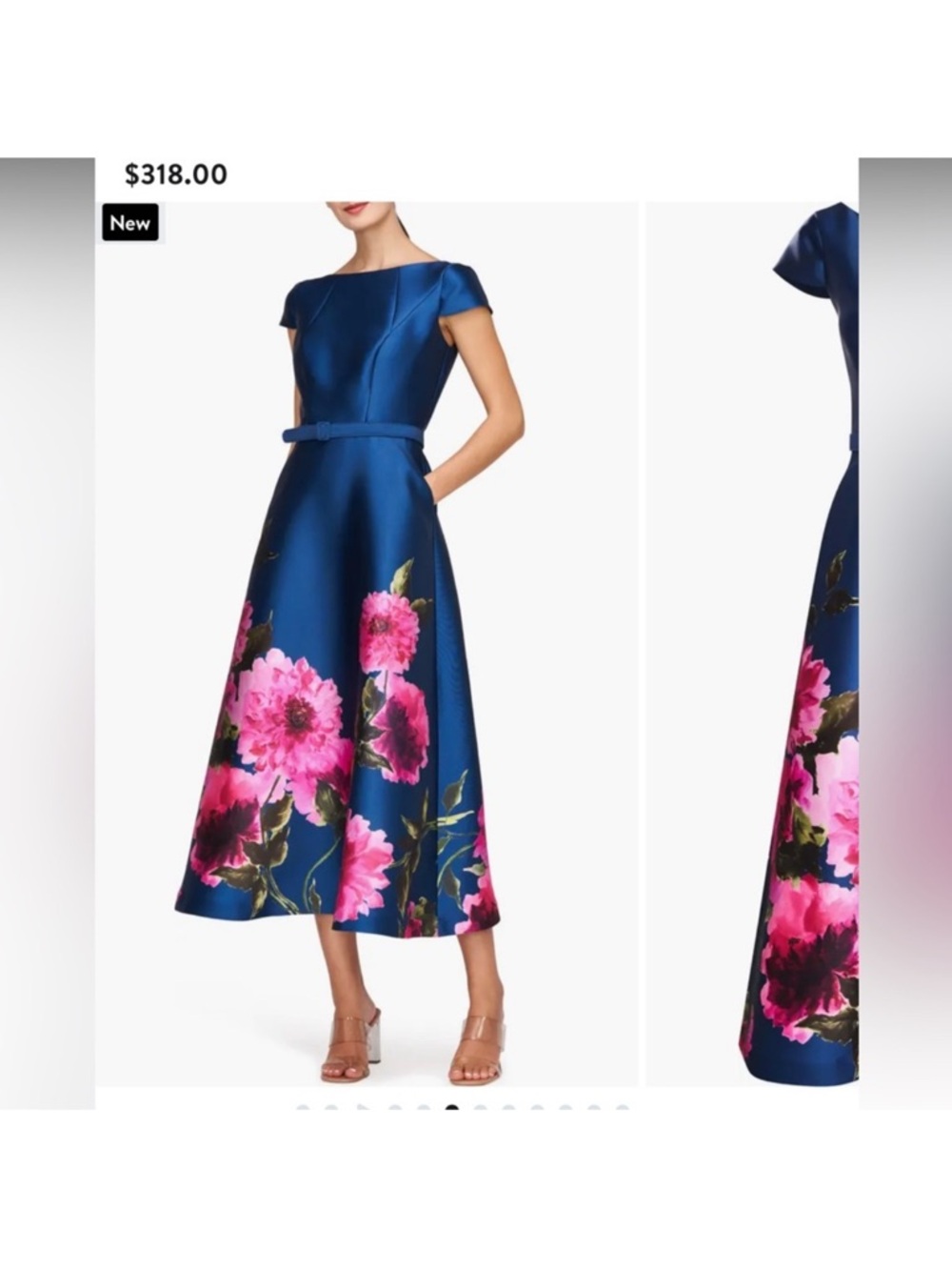 Kay Unger Ina Midi Dress with Pink Floral Print